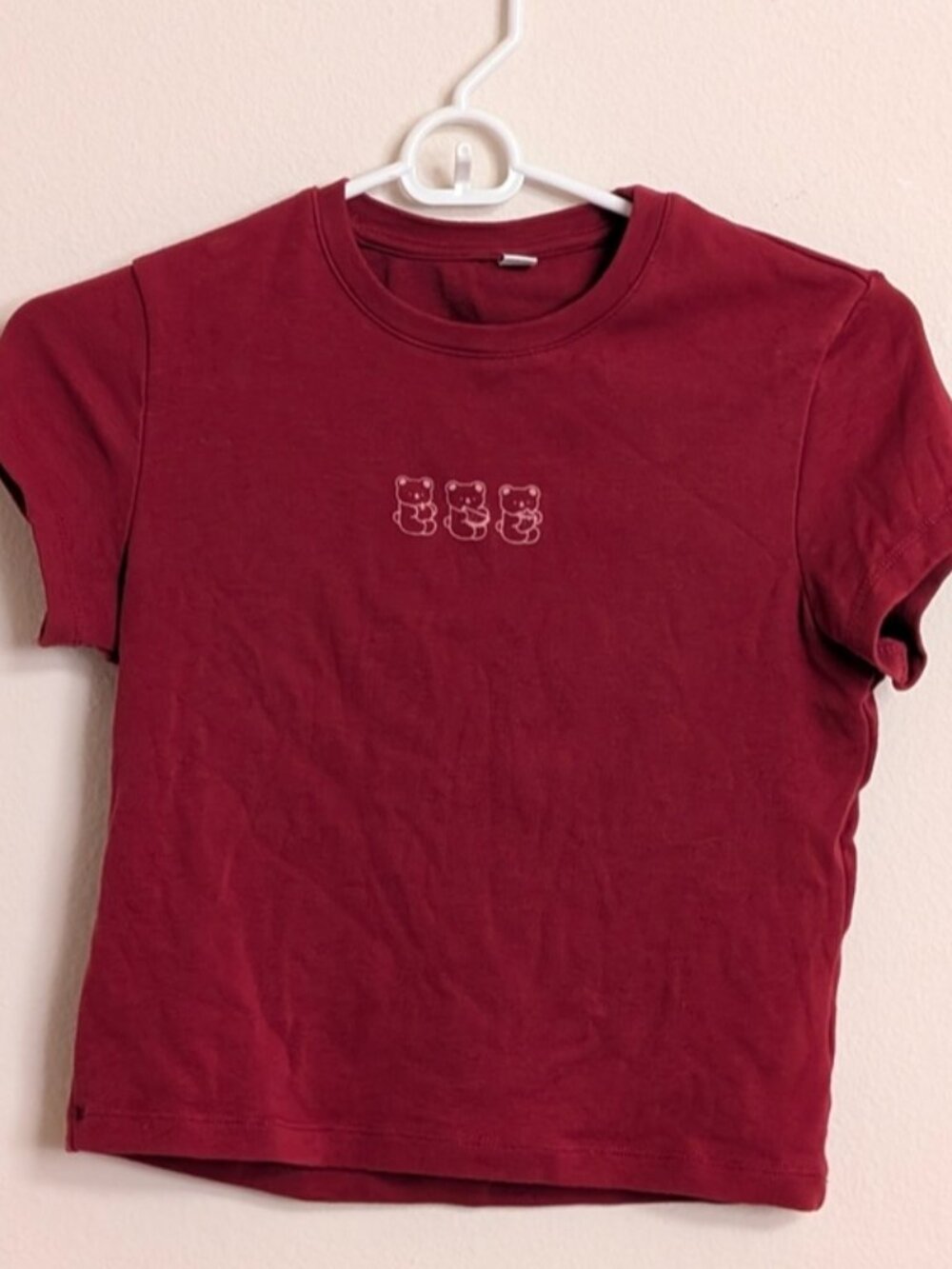 Women's red baby tee with